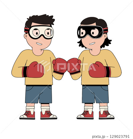 Cartoon Boxers Ready to Spar 129023791