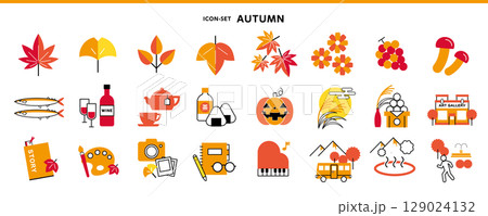秋のミニマルなイラスト・アイコンセット Minimalist Fall Icons & 秋のミニマルなイラスト・アイコンセット Minimalist Fall Icons & 129024132