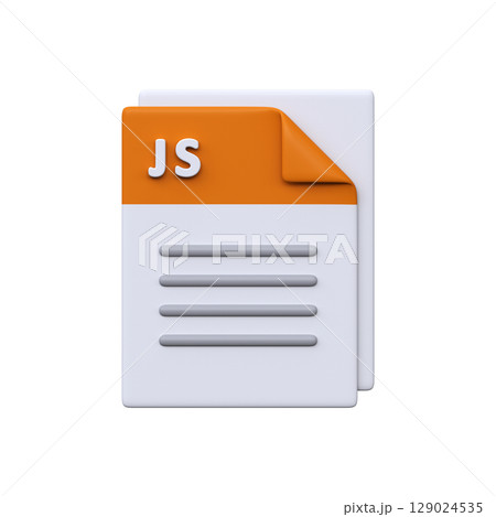 JS file, format, 3D icon. Script file for web development, dynamic functions, and interactive website behavior. 129024535