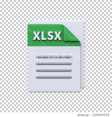 XLSX file, format, 3D icon. Spreadsheet document for data analysis, tables, and numerical calculations. 129024559
