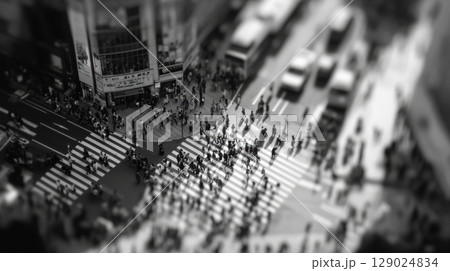 busy city intersection black and white photography 129024834