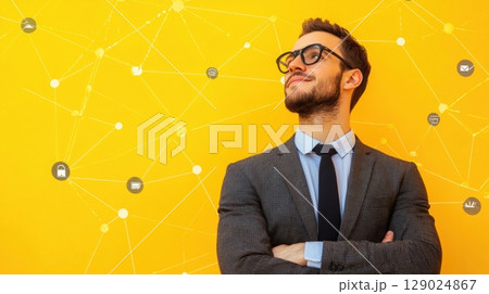 confident businessman networking and connectivity concept 129024867