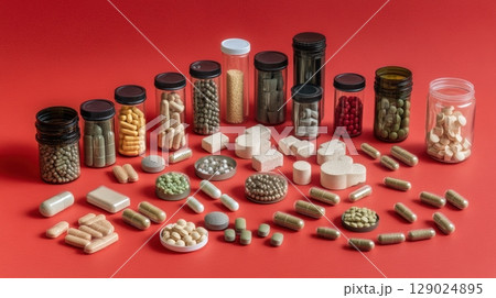 diverse collection of dietary supplements and vitamins diverse collection of dietary supplements and vitamins 129024895