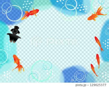 Summer image illustration frame with goldfish swimming 129025377