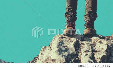 person standing on mountain peak 129025455