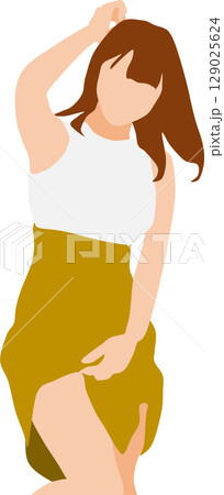 夏服を着た女性のイラスト 夏服を着た女性のイラスト 129025624