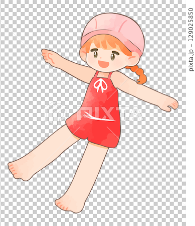 穿泳衣的兒童女孩 129025850