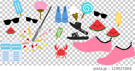夏のグラフィック素材イラスト	 129025868
