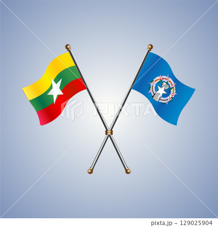 Myanmar and Northern Marianas flag. Vector Illustration Myanmar and Northern Marianas flag. Vector Illustration 129025904