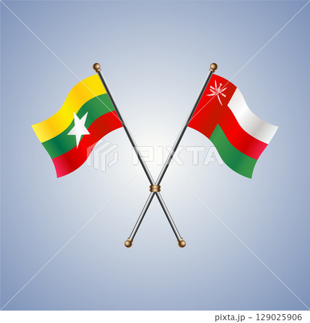 Myanmar and Oman flag. Vector Illustration Myanmar and Oman flag. Vector Illustration 129025906