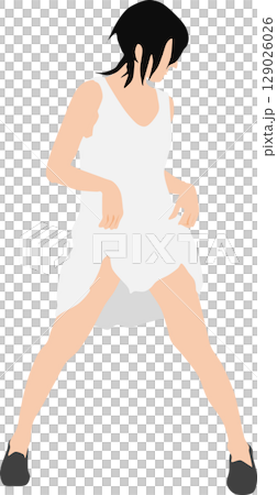 Illustration of a woman wearing summer clothes 129026026
