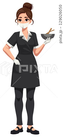 Colorist Woman Mask Bowl Isolated Colorist Woman Mask Bowl Isolated 129026050