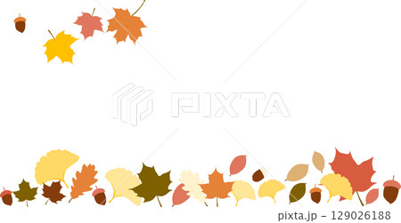 秋の落ち葉のイラスト	 129026188