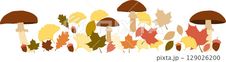 秋の落ち葉のイラスト	 129026200