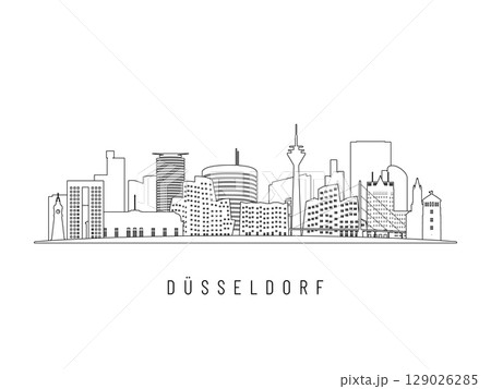 Detailed Dusseldorf skyline vector illustration.  129026285