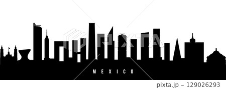 Vector silhouette illustration of Mexico City urban skyline. 129026293