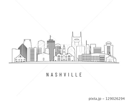 Detailed Nashville skyline vector illustration. 129026294