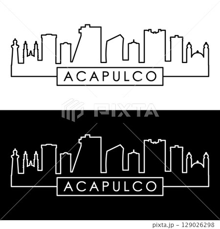 Acapulco skyline. Linear style.  129026298