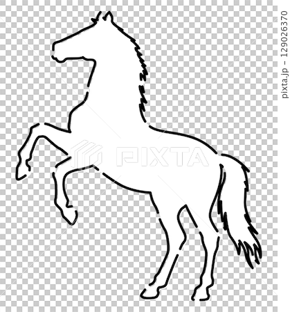 馬的輪廓插圖素材,時尚,白色 馬的輪廓插圖素材,時尚,白色 129026370