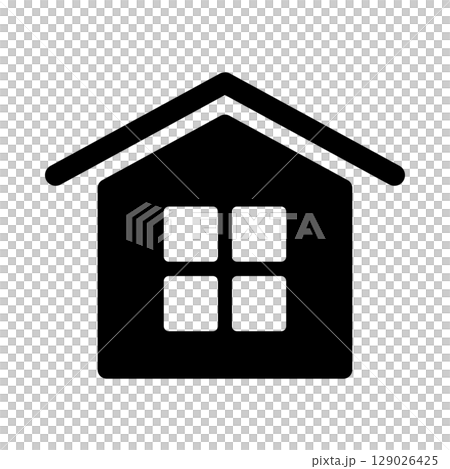 House icon simple with window silhouette black vector 129026425