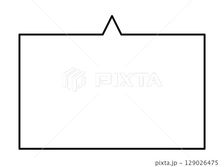 吹き出し 四角 白 黒縁 ベクター シンプル 単体 下向き 吹き出し 四角 白 黒縁 ベクター シンプル 単体 下向き 129026475