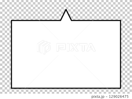 吹き出し 四角 白 黒縁 ベクター シンプル 単体 下向き 吹き出し 四角 白 黒縁 ベクター シンプル 単体 下向き 129026475