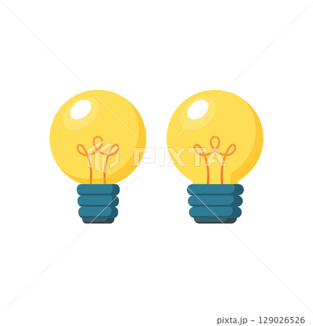Golf ball Edison or filament light bulb with bases. Vector cartoon illustration Golf ball Edison or filament light bulb with bases. Vector cartoon illustration 129026526
