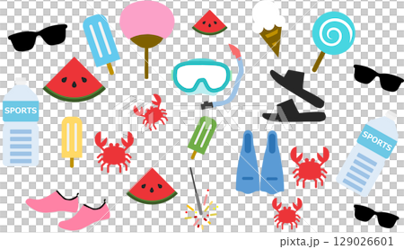 夏のグラフィック素材イラスト	 129026601