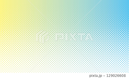 ハーフトーン　水色　黄色　グラデーション　ベクター	 129026608