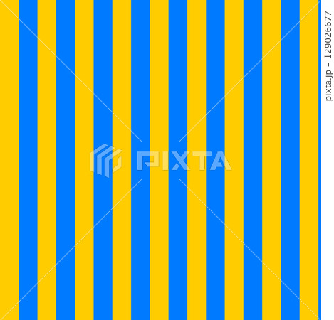ビビッドイエローとブルーのポップな縦ストライプ模様 129026677