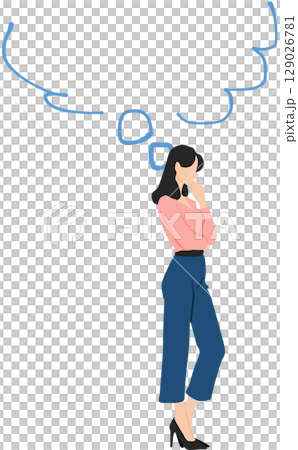 Illustration of a woman thinking 129026781