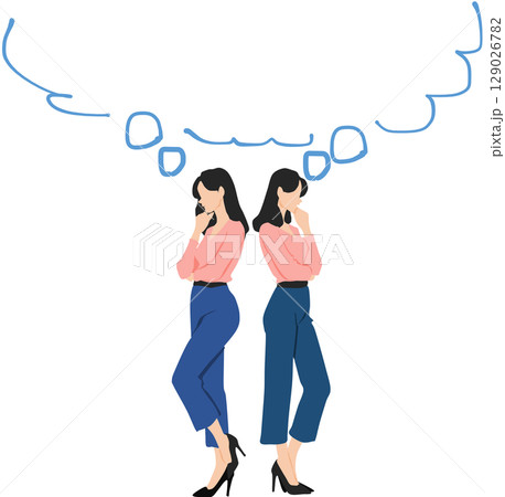 考え事をする女性のイラスト 考え事をする女性のイラスト 129026782