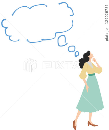 考え事をする女性のイラスト 考え事をする女性のイラスト 129026783
