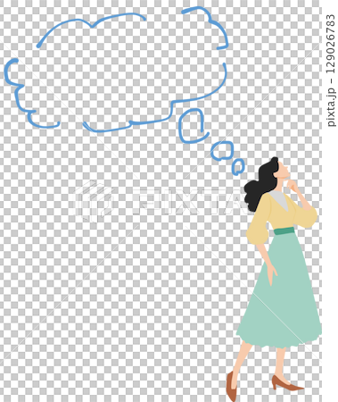 考え事をする女性のイラスト 考え事をする女性のイラスト 129026783