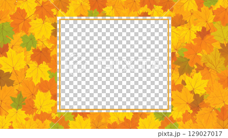 おしゃれな水彩風紅葉の葉の背景素材 16:9サイズ AI生成素材 129027017
