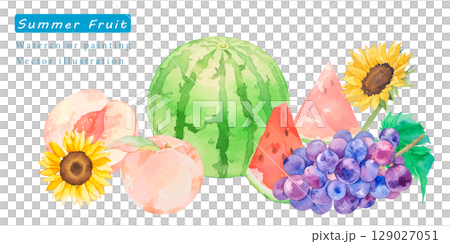 夏季水果水彩向量插圖 129027051