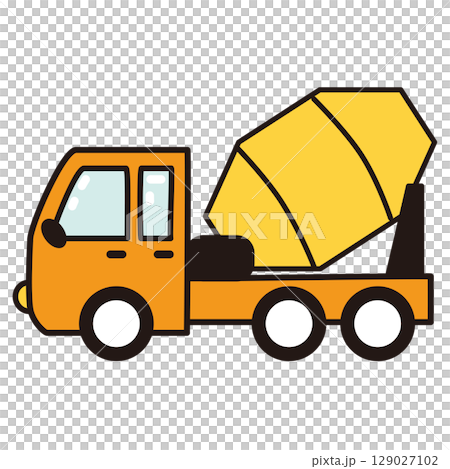 黄色いミキサー車のイラスト 129027102