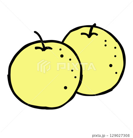 2個の梨のイラスト(青梨) 2個の梨のイラスト(青梨) 129027308