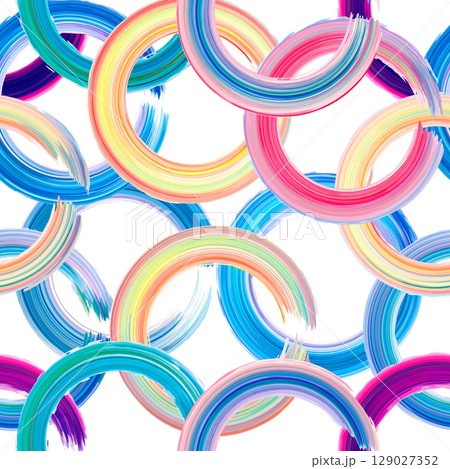 Seamless vector abstract pattern with colorful circular brushstrokes. Bright and dynamic design perfect for backgrounds, prints, textiles Seamless vector abstract pattern with colorful circular brushstrokes. Bright and dynamic design perfect for backgrounds, prints, textiles 129027352