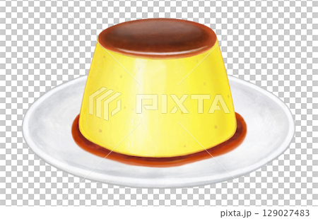 プリンのイラスト - 1 皿付き 129027483