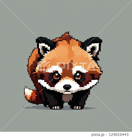 かわいいドット絵　レッサーパンダさん ラインスタンプ風   129028443