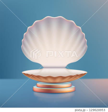 Opened empty seashell without pearl. Opened empty seashell without pearl. 129028953