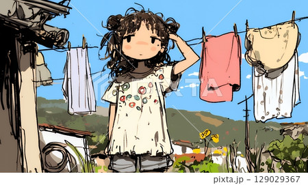 小学生の夏の思い出：グータラと朝寝坊（クレヨン＋水彩画風）