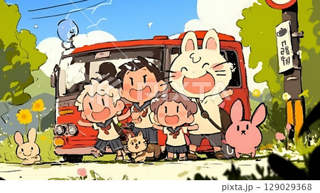 小学生の夏の思い出：自然とのふれあい（クレヨン＋水彩画風）