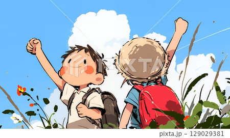 小学生の夏の思い出：近所の秘境を探検（クレヨン＋水彩画風）