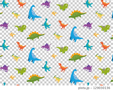 Cute dinosaur pattern background illustration 129030136