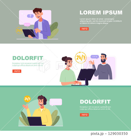 Support service. call center online technical support vector banners 129030350