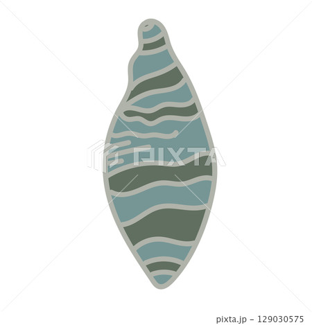 Vector illustration of a single colored sea shell on white background. Elegant drawing for coastal graphic compositions. 129030575