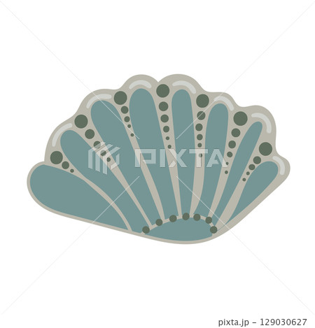 Vector illustration of a single colored sea shell on white background. Elegant drawing for coastal graphic compositions. 129030627