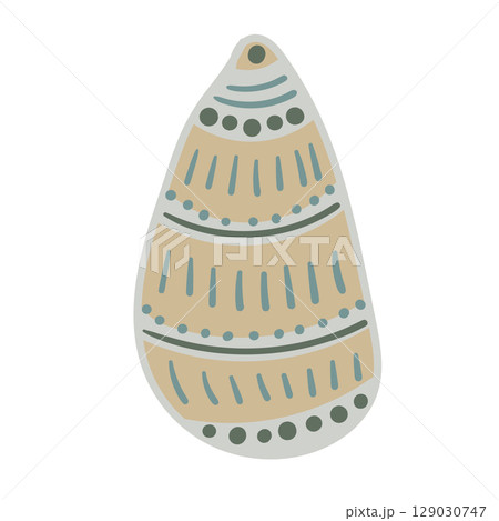 Vector illustration of a single colored sea shell on white background. Elegant drawing for coastal graphic compositions. 129030747